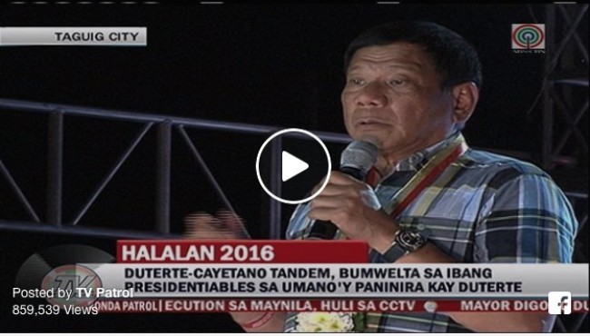ABS CBN features Duterte’s Rally in Taguig City and Cainta