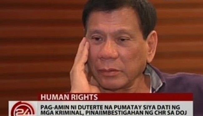 Duterte, Pinaiimbistigahan ng CHR dahil sa pag-amin niyang pag patay