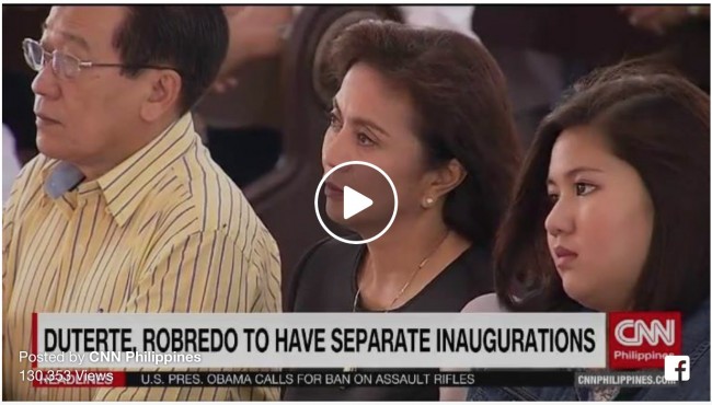 Duterte wants separate inauguration from Robredo on June 30