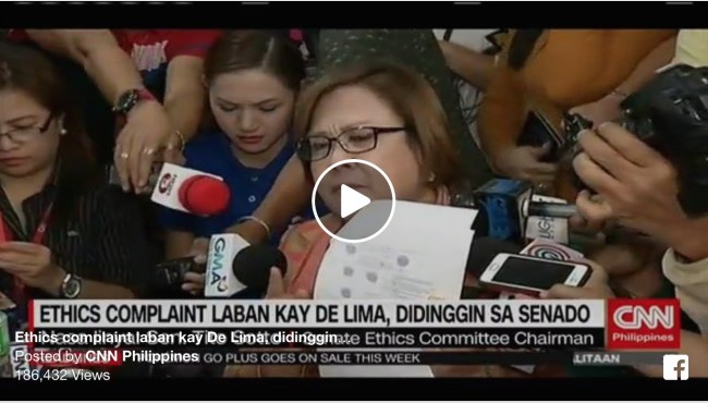 Ethics Complaint laban kay Sen. Leila De Lima, didinggin sa Senado