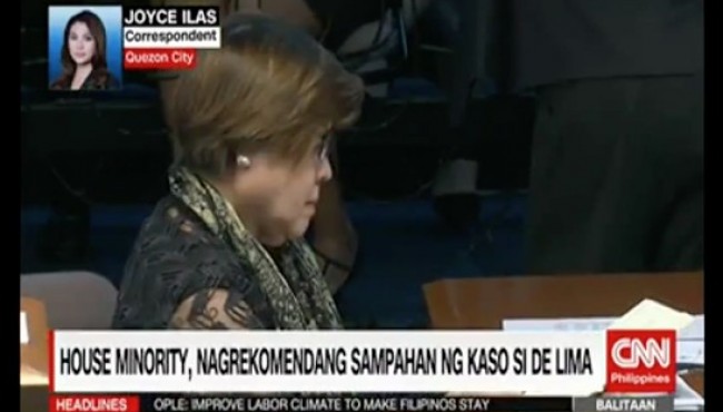 House Minority, nagrekomendang sampahan ng kaso si De Lima