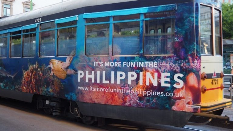 It’s More Fun in the Philippines ad on Milan trams