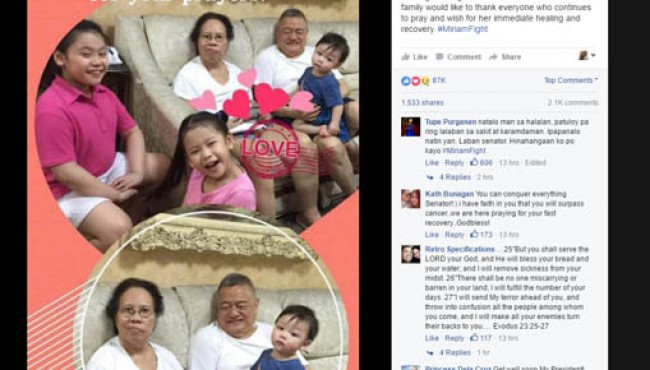 Latest photo of Sen. Miriam Santiago with grandkids!