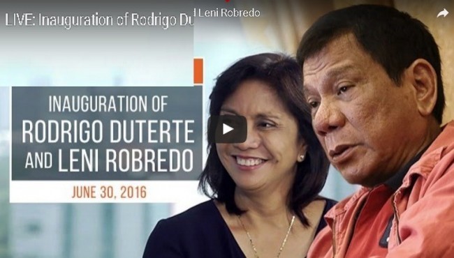 LIVE STREAMING: Inauguration of  Rodrigo Roa Duterte and Leni Robredo
