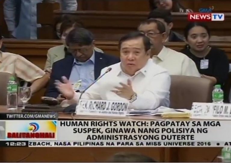 Sen. Gordon ipinagtanggol ang Pangulong Duterte laban sa report ng Human Rights Watch