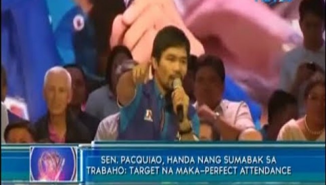 Senator Manny Pacquiao target na maka perfect attendance sa Senado!
