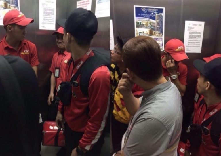 That EPIC moment when Jollibee, KFC, Mcdonald’s and Pizza Hut delivery boys meet in an elevator