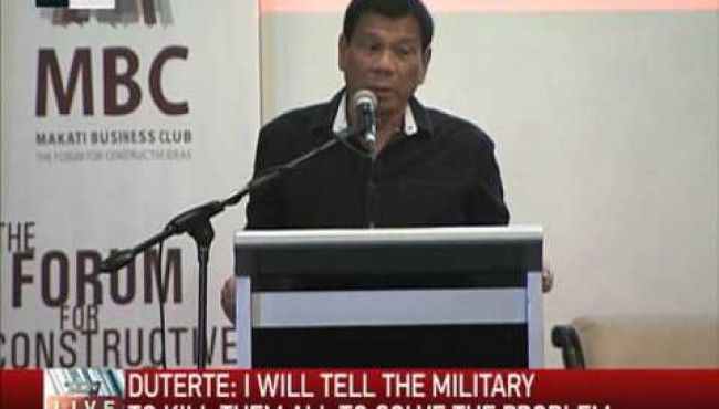 WATCH: Duterte talks about suppressing criminality in-front of Businessmen