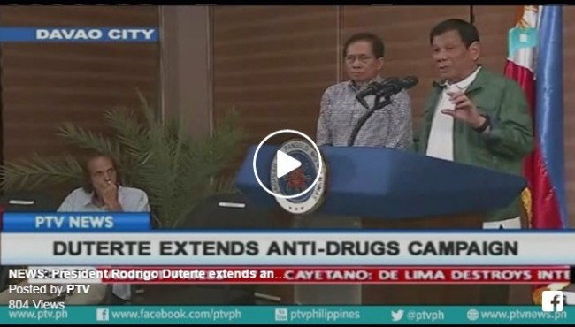 [Watch] President Duterte extends Anti-Drugs Campaign