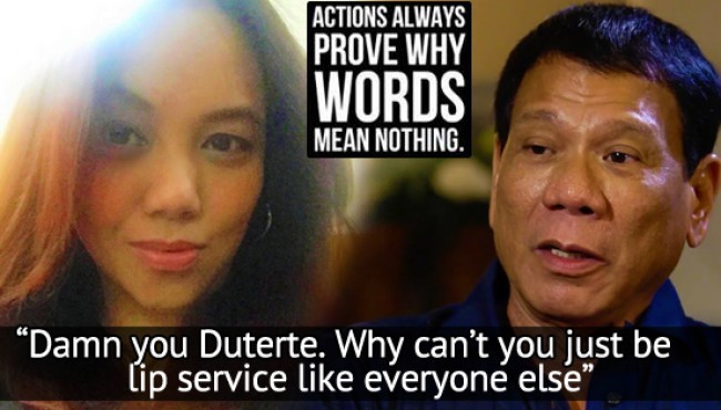Why she feels embarrassed voting for President Duterte?